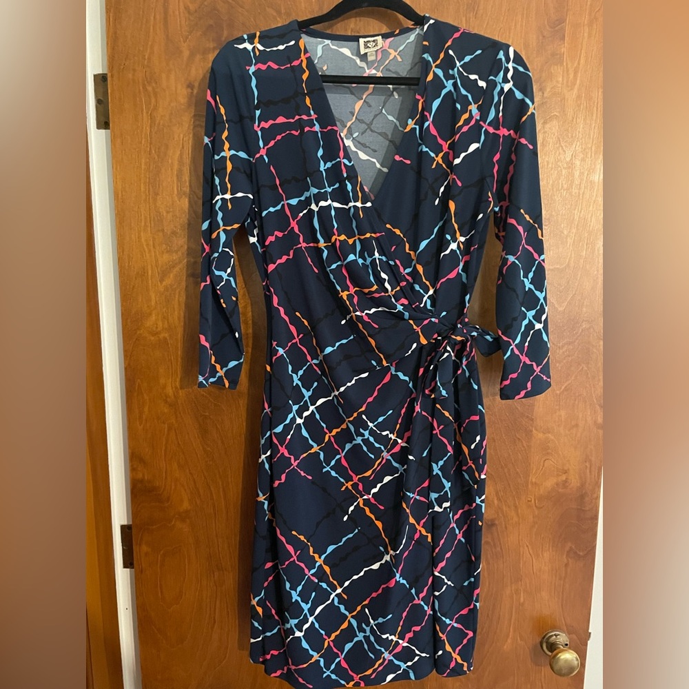 Anne Klein abstract print wrap look dress